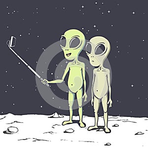 Two aliens make selfie