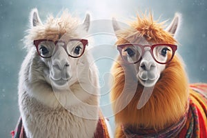 Two Alpacas Wearing Glasses, Generative AI