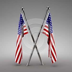 Two American flags hanging