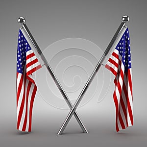 Two American flags hanging