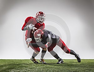 The two american football players in action