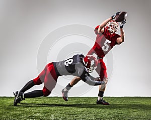 The two american football players in action