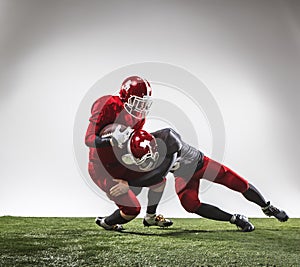 The two american football players in action