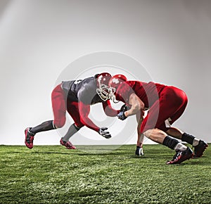 The two american football players in action