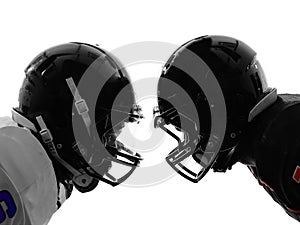 Two american football players face to face silhouette