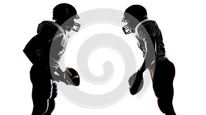 two american football players silhouettes in studio isolated on white background. Generative AI