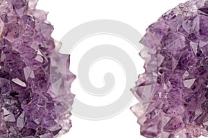 Two amethysts isolated on white background