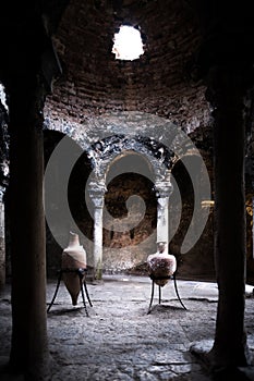 Two Amphoras inside Banos Arabes in Palma, Mallorca, Spain. photo