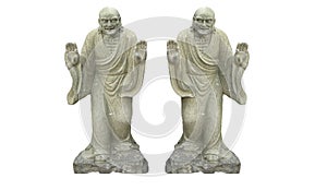 Two Ancient Chinese buddhist  sculture isolated on white backgrounds.