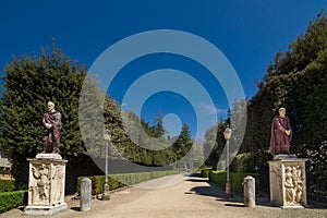 Two ancient sculptures in the Boboli gardens. Florence, Italy