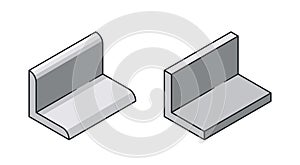Two Angled Metal Profiles. Constructions with Bent L-shape and Reflective Surface. Steel Or Aluminum Items photo