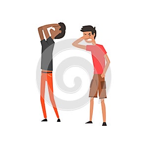 Two angry men arguing with each other vector Illustration on a white background