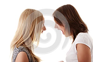 Two angry womans shouting each other