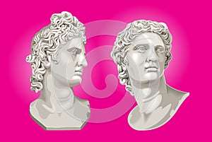 Two Apollo Busts on Pink Acid Background photo
