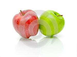 Two apples on a white background