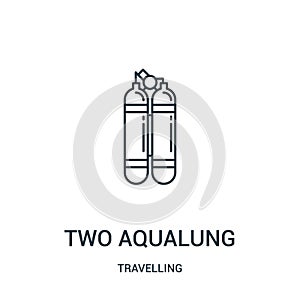 two aqualung icon vector from travelling collection. Thin line two aqualung outline icon vector illustration. Linear symbol