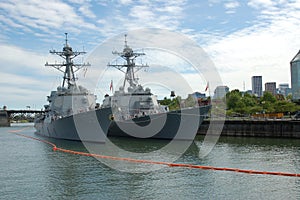 Two Arleigh Burke-class destroyers in Portland, OR