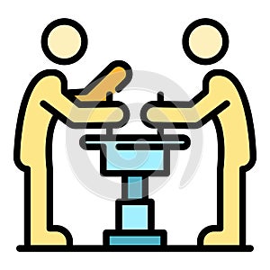 Two arm wrestle icon color outline vector