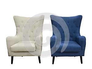 Two armchairs isolated on white background.