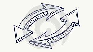 Two arrows forming a loop, cycle, exchange, circular process, vector design Generative AI