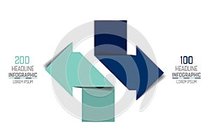 Two arrows in oposite direction  infographic, chart, scheme, diagram
