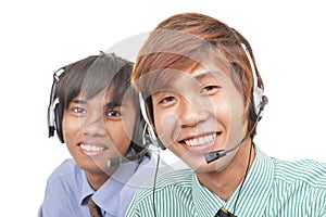 Two Asian call center agents photo