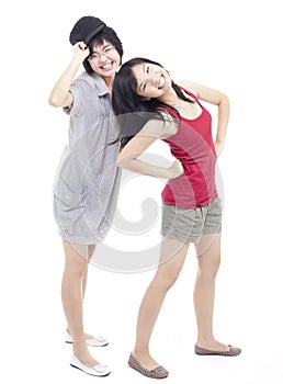 Two Asian Chinese teenager girls having fun