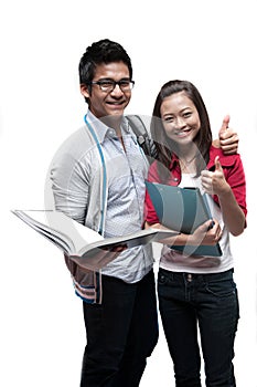 Two asian students smiling