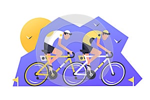 Two athlete cyclist racers