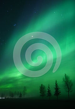 Two aurora arcs overhead