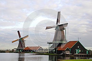 Two authentic dutch windmills have been restored and in operation in the Zaanse Shans area close to Amsterdam.