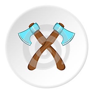 Two axes icon, cartoon style