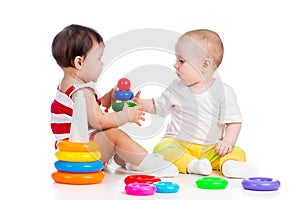 Two babies girls playing