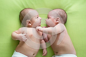 Two baby boys twin brothers