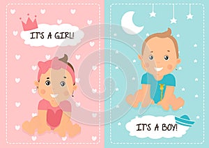 Two Baby Shower or Baby Birth card designs