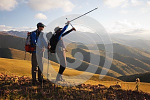 Two backpackers in the mountain