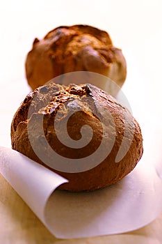 Two baked bread loaves