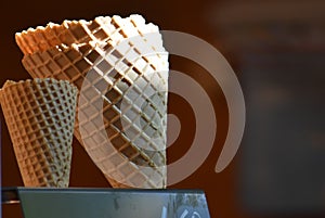 two baked ice cream cones