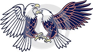 Two Bald Eagles, Freedom and Partnership, vector design Generative AI