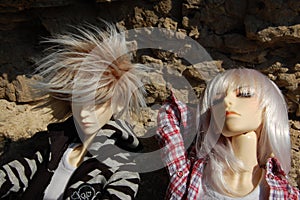 Two Ball-jointed doll with fluttering hair photo