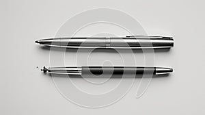 Two ballpoint pens, one intact and one broken, against a white background, depicting failure or malfunction