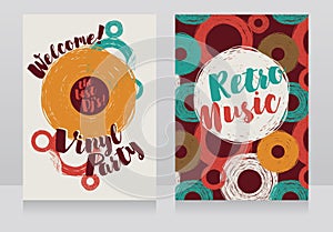 Two banners for retro vinyl party