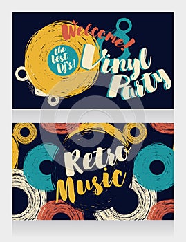 Two banners for retro vinyl party