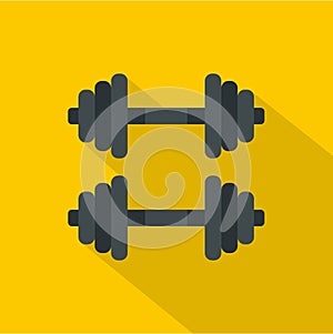 Two barbells icon, flat style