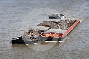 Two barges loaded with metal scrap