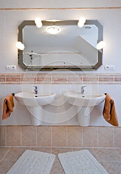 Two basins in bathroom