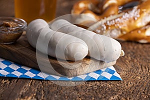 two bavarian white sausages