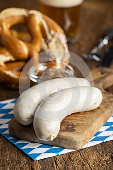 two bavarian white sausages