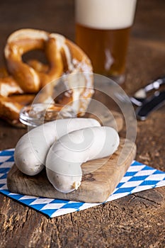 two bavarian white sausages