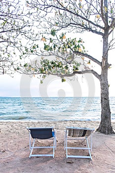 Two beach seat and seascape